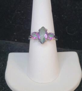 Mystic Rainbow Topaz Marquise Cut .925 Ring, Size 8