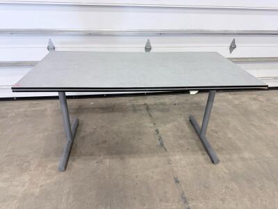 60" x 30" Rectangular Office Desk with Metal T-Legs and Light Gray Laminate Top