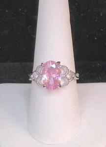 Pink Sapphire Oval Cut Faceted Ring, Size 8&frac12;