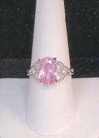Pink Sapphire Oval Cut Faceted Ring, Size 8&frac12;