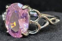 Pink Sapphire Oval Cut Faceted Ring, Size 8&frac12; - 3