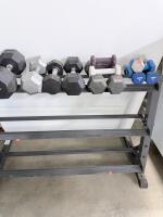 Fitness Gear 3-Tier Dumbbell Rack w/ Ignite, Weider, CAP Dumbbell Set 3&ndash;40 lb Range, 20 pcs - 5