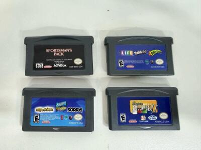 Game Boy Advance Cartridge Lot: Sportsman's Pack, Life/Yahtzee/Payday, Aggravation/Scrabble/Sorry, Super Collapse II