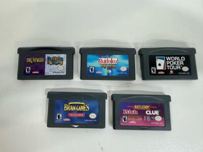 Nintendo GBA Lot: Dr. Mario Puzzle League, Sudoku Fever, Battleship Risk Clue, Brain Games, Poker