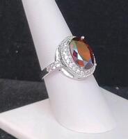 Red Ruby Oval Cut Faceted Ring, Size 8 - 2