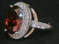 Red Ruby Oval Cut Faceted Ring, Size 8 - 3