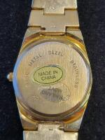 Geneva Gold-Tone Quartz Watches, Textured Band, Crystal Markers, Black & Gold Dial, Pair - 6
