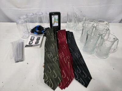 Brand new Humminbird PiranhaMAX 4 Fish Finder Bundle, Wildlife Etched Glass Mugs, Tumblers, Fishing Ties