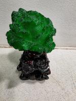 Chinese Cabbage Figurine with Ornate Base and Prosperity Inscription - 3