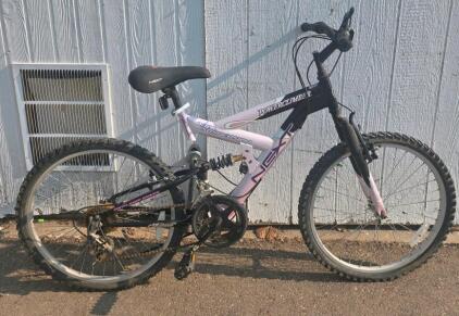 Next Power Climber 24" Full Suspension Mountain Bike, 18-Speed, White/Pink, Steel Frame Tires need air