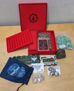 Warhammer 40K Accessory Bundle &ndash; Tokens, Markers, Measuring Tool, Red Organizer Case