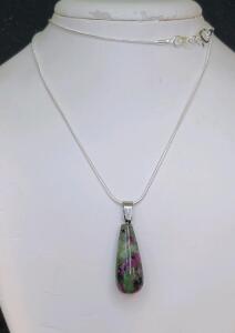 Ruby in Fuchsite Gemstone Waterdrop Necklace