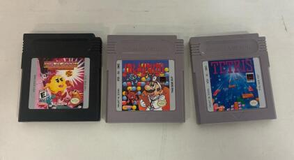 Game Boy Cartridge Lot: Ms. Pac-Man Special Color, Dr. Mario, Tetris, Complete Nintendo Set