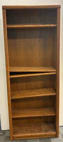 5-Shelf Wooden Bookcase, Brown, 72"x30"x12", Fully Assembled