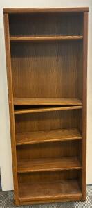 5-Shelf Wooden Bookcase, Brown, 72"x30"x12", Fully Assembled