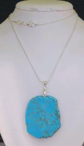 84.25ct Turquoise Free-Form Slice 24" Necklace