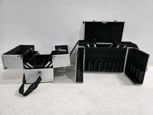 Aluminum Cosmetic Train Case with Multi-Tiered Trays and Key Lock