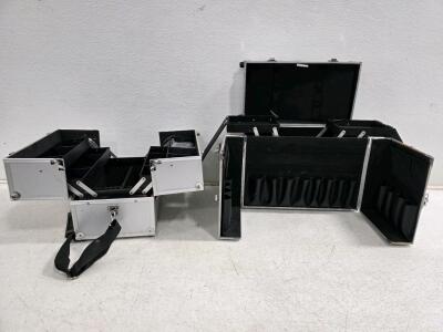 Aluminum Cosmetic Train Case with Multi-Tiered Trays and Key Lock