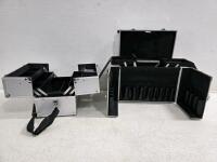 Aluminum Cosmetic Train Case with Multi-Tiered Trays and Key Lock