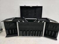 Aluminum Cosmetic Train Case with Multi-Tiered Trays and Key Lock - 4