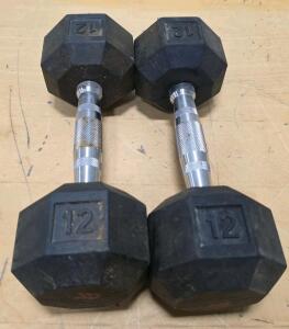 All in Motion 12 lb Hex Rubber Dumbbell Pair