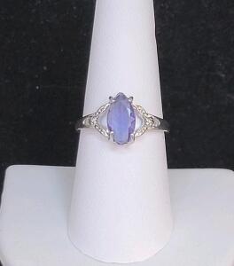 Purple Amethyst Princess Cut Ring, Size 8