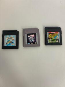 Nintendo Game Boy Game Cartridges Set: Boggle Plus, Monster Rancher BattleCard GB, Frogger