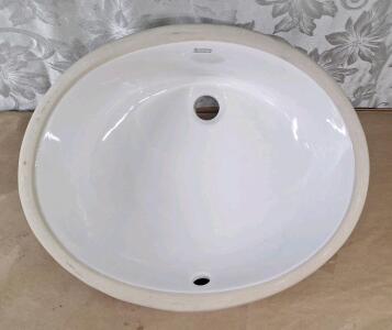(1) American Standard Ovalyn Bathroom Sink, 19-1/4" X 16-1/4 W/Frnt Overflow & Unglazed Rim, White, Part #0496221.020