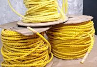 (3) 100-Foot+ Rolls Of 1/4&rdquo; Yellow Polypropylene Cord / Rope - 3