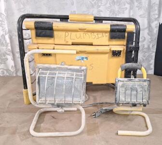 (2) Halogen Work Lights & (1) Stacking Toolbox