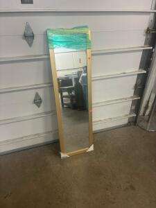 Brushed Gold Full-Length Mirror, Approx. 65-70" H x 20-24" W, Floor-Standing or Wall-Mountable