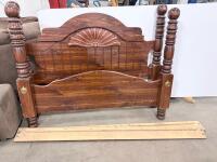 Traditional Carved Wooden Full/Queen Bed Frame, Poster Style, Decorative Turned Posts