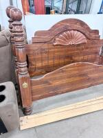 Traditional Carved Wooden Full/Queen Bed Frame, Poster Style, Decorative Turned Posts - 2