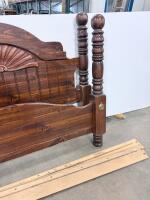 Traditional Carved Wooden Full/Queen Bed Frame, Poster Style, Decorative Turned Posts - 3