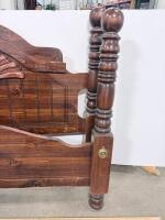 Traditional Carved Wooden Full/Queen Bed Frame, Poster Style, Decorative Turned Posts - 4