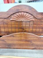 Traditional Carved Wooden Full/Queen Bed Frame, Poster Style, Decorative Turned Posts - 6