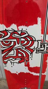 Liquid Force Litmus 141.6 Wakeboard, Aercore, 4 Fins, Red/White Design, Continuous Rocker
