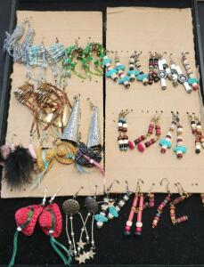 Assorted Handmade Beaded Dangle Earrings &ndash; 24 Pairs, Multi-Color Designs