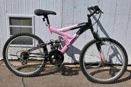 NEXT Power Climber 24" Dual Suspension Mountain Bike, 18-Speed, Pink/Black, Steel Frame