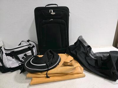 Large suitcase with Geniune Leather, and sports bags