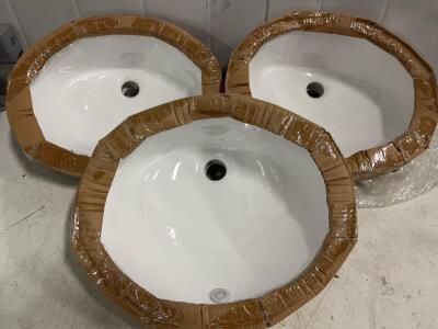 (3) CHANGLIE CC 1626 Undermount Bathroom Sink, Ceramic, UPC/ASME/CSA Certified, 16"x13&rdquo;