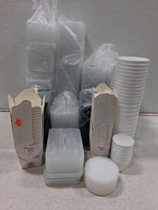 Mixed Lot Disposable Takeout Containers with Lids &ndash; Rectangular, Round & Paper Boxes, 200+ Pieces