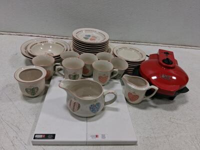 Sango Heartland 17-Piece Dinnerware Set with Xpress Redi Set Go Cooker, Heart Motif