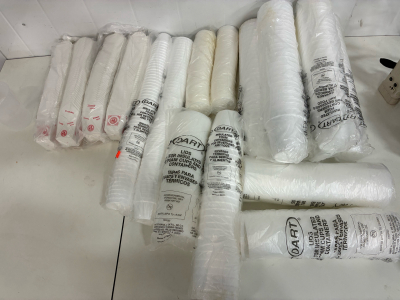 Dart Insulated Foam Cups and Lids, Yummy Paper Take-Out Boxes, White