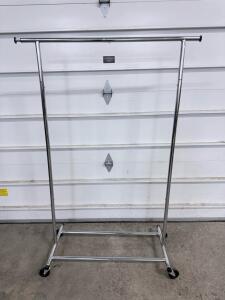Heavy-Duty Chrome-Plated Rolling Garment Rack, Adjustable Height, 60"x20", 200 lb Capacity