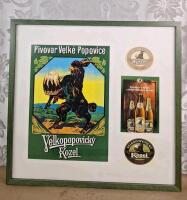 (4) Framed Wall Art Pieces Of Velkopopovick&yacute; Kozel Czech Brewery Advertising - 2