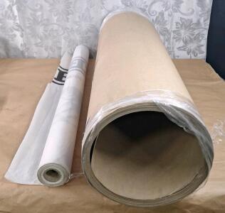 (1) 38"W X 30Ft+ Roll Of Builder Board Cardboard Floor Protector & (1) 36"W x 50Ft+ Roll Of Moisture Barrier / House Wrap
