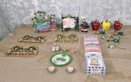 (4) Assorted Polystone Resin Miniature Tea Sets & Assorted Home Decor