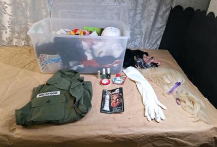 (1) Bin Of Assorted Halloween Costume Supplies