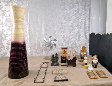 (1) 27" Elegant Bamboo Floor Vase W/ Hourglass Design & Assorted Home Decor